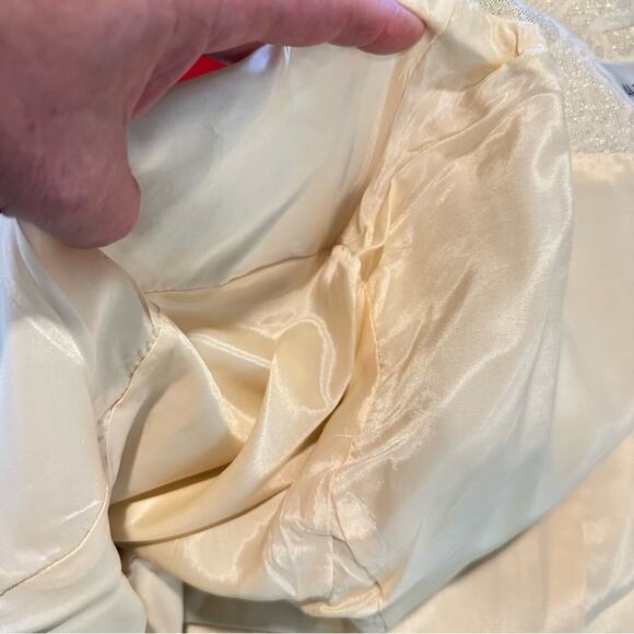 Vintage 80's Albert Nipon Skirt Suit Set Double Breasted Cream Gold Size 16 - Picture 7 of 8